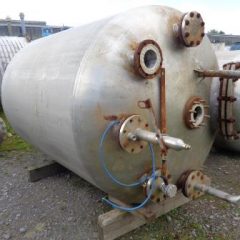 4,500 Litre Stainless Steel Vertical Vessel, 1600mm Dia x 1800mm Straight Side