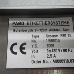 Uhlmann型号PAGO系统P580型号580TE纸箱标签